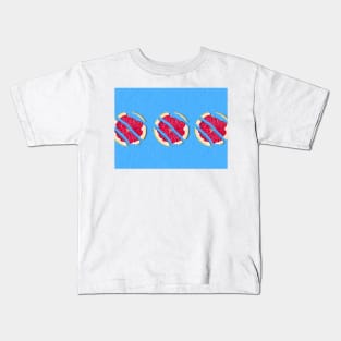 Three broken grapefruit on electric blue background Kids T-Shirt